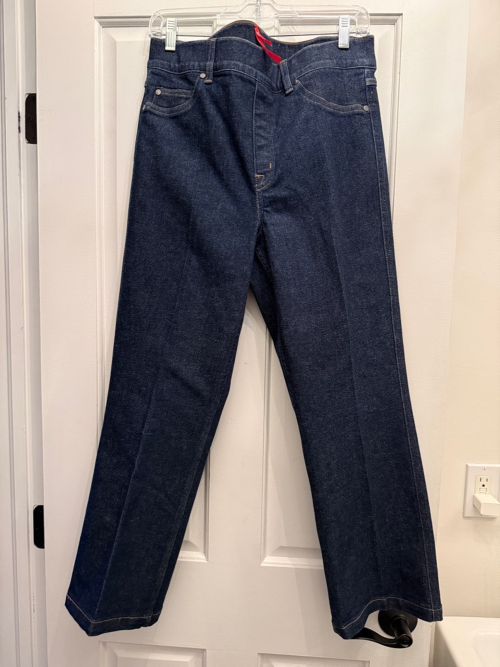 SPANX Dark Indigo Cropped Straight-Leg Jeans